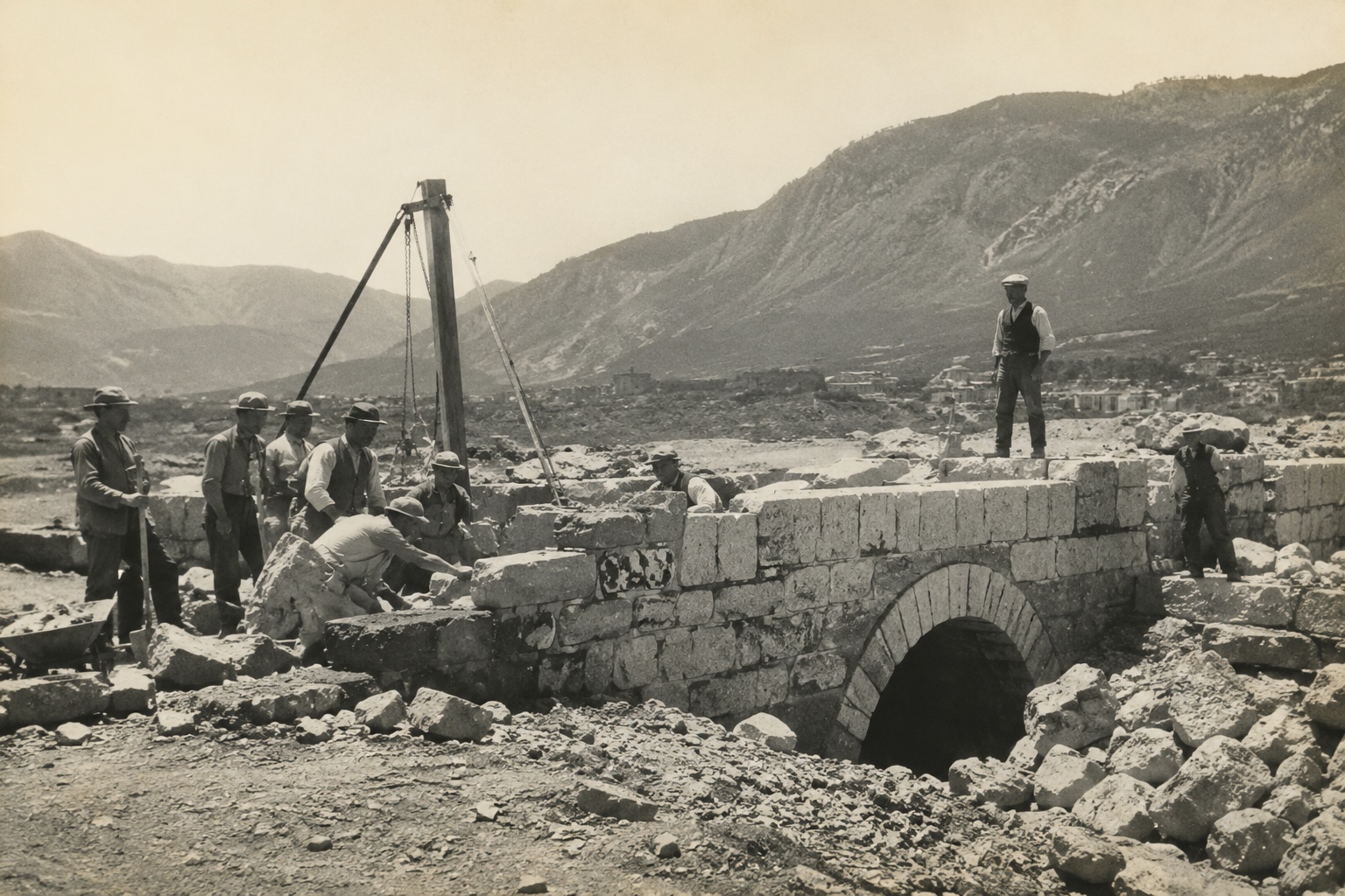 Historical stone bridge construction