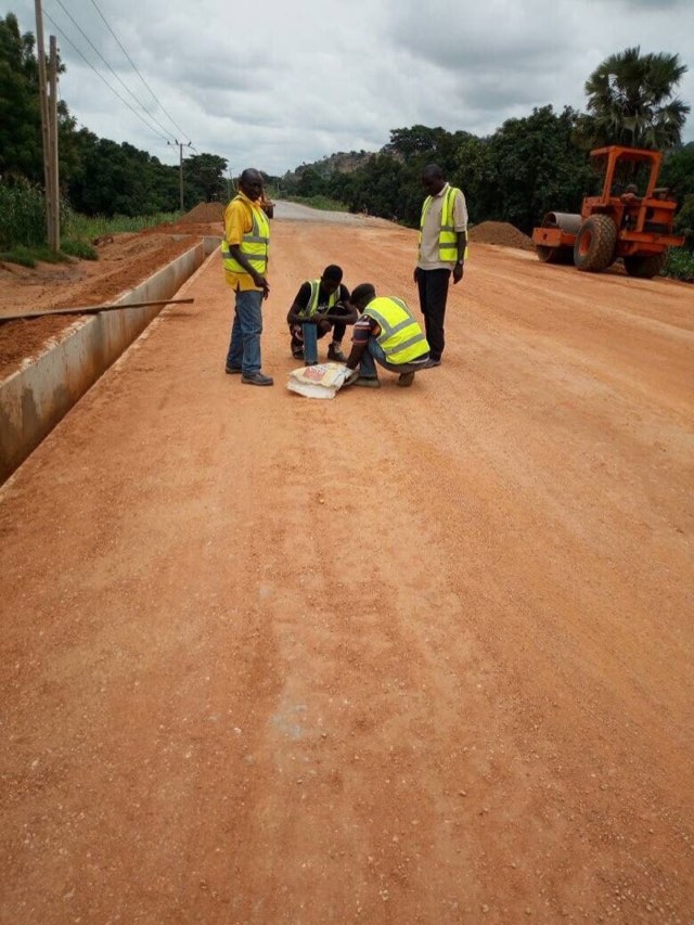 AG Vision Lab Technicians Sampling the Compacted Subgrade for Soil Stabilization Test