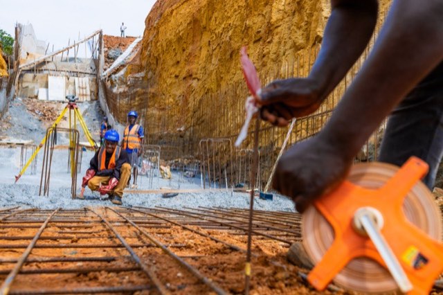 Ongoing works a drop structure at Okoh flood control, Anambra state
