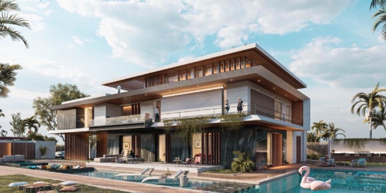 Modern villa with infinity pool and outdoor lounge